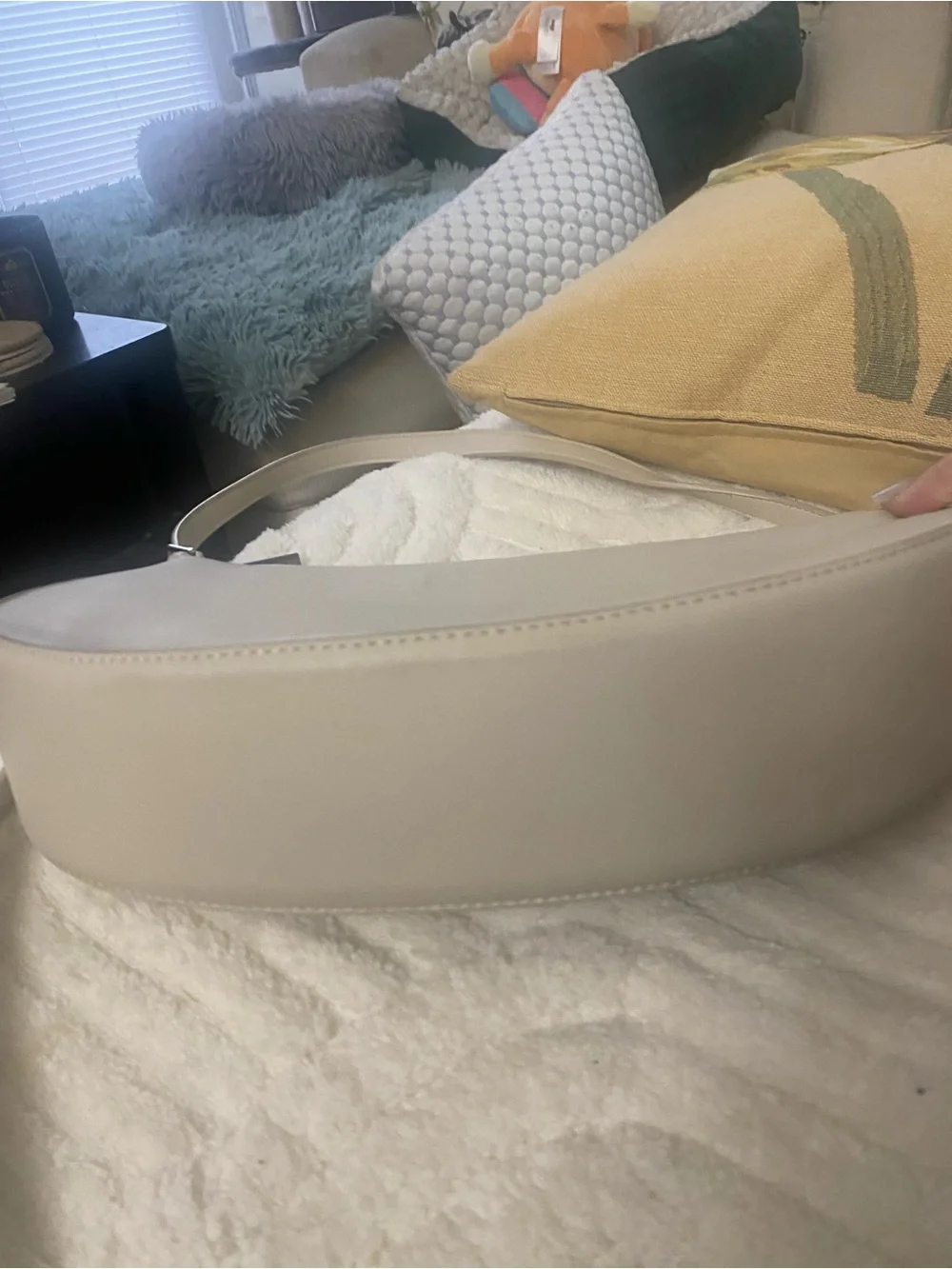 BCBG Max Azria Cream Crescent Hobo Shoulder Bag